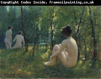 Lionel Walden The Bathers, oil painting by Lionel Walden,